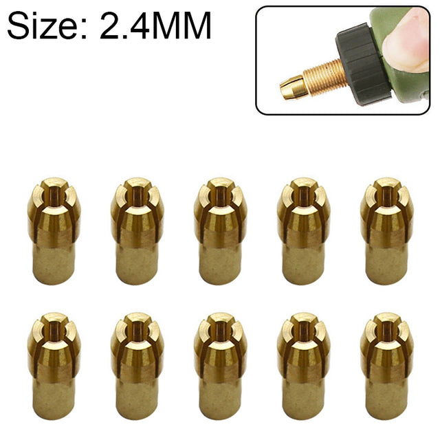 10 PCS Three-claw Copper Clamp Nut for Electric Mill Fittings���Bore diameter: 2.4mm