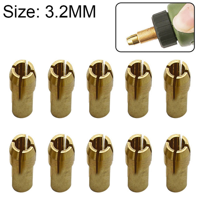 10 PCS Three-claw Copper Clamp Nut for Electric Mill Fittings���Bore diameter: 3.2mm