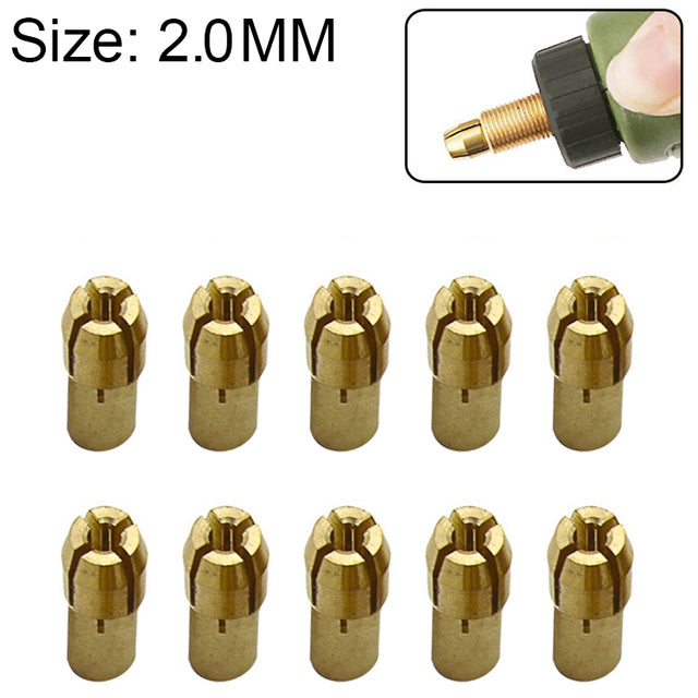 10 PCS Three-claw Copper Clamp Nut for Electric Mill Fittings���Bore diameter: 2.0mm