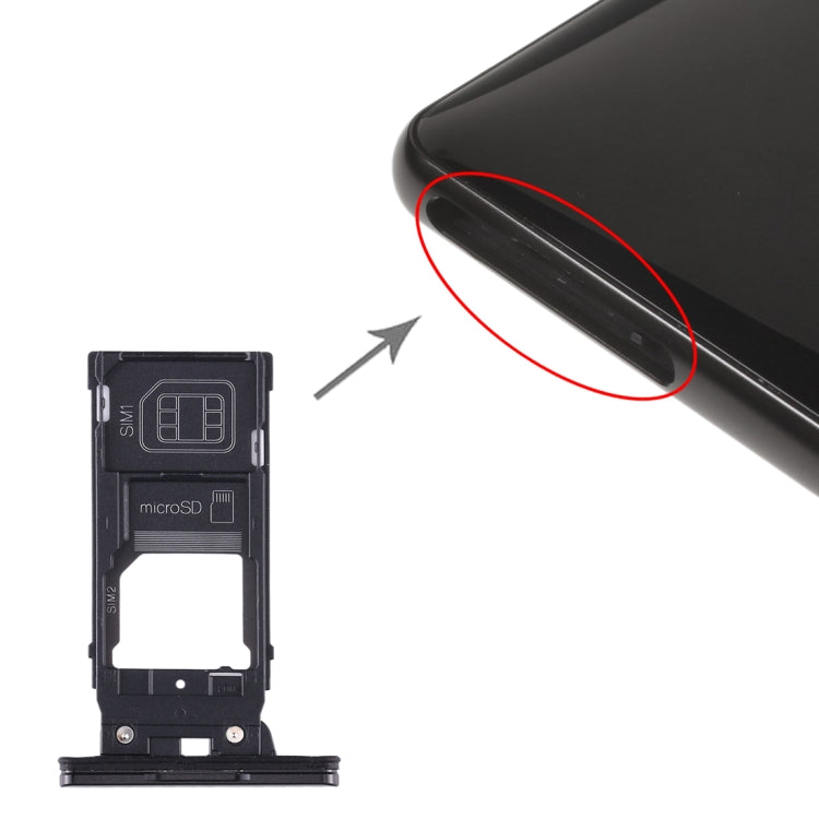 SIM Card Tray + SIM Card Tray + Micro SD Card Tray for Sony Xperia XZ2(Black) - Card Tray by PMC TechLife | Online Shopping South Africa | PMC TechLife | Buy Now Pay Later Mobicred