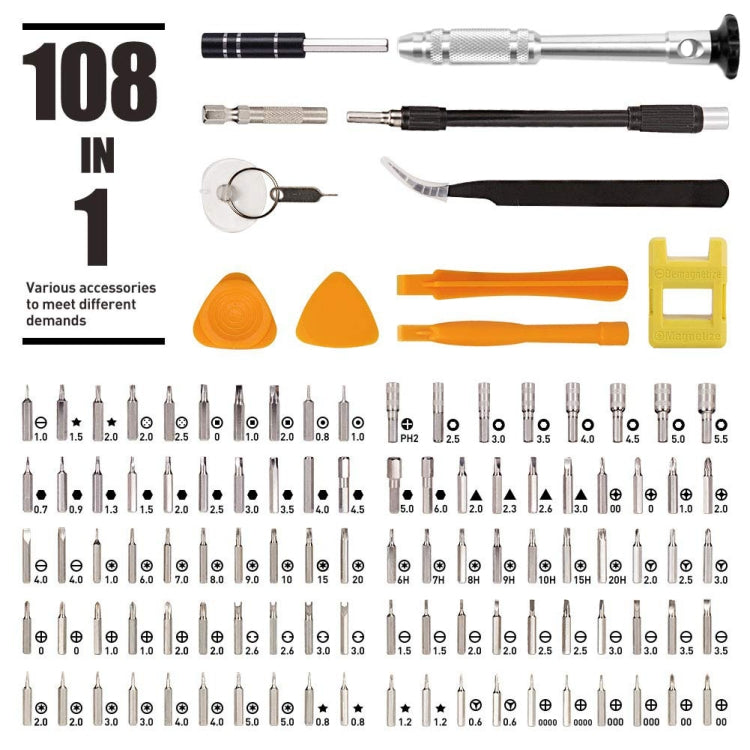 108 in 1 S2 Tool Steel Precision Screwdriver Nutdriver Bit Repair Tools Kit - free shipping - PMC Jewellery - Order now!
