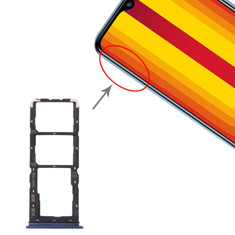 For vivo Y3 SIM Card Tray + SIM Card Tray + Micro SD Card Tray (Blue) - Card Socket by PMc TechLife | Online Shopping South Africa | PMc TechLife | Buy Now Pay Later Mobicred