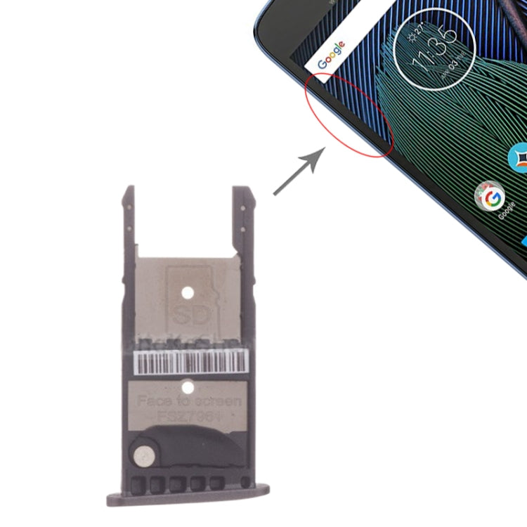 SIM Card Tray + Micro SD Card Tray for Motorola Moto G5 Plus (Black) - Card Socket by PMc TechLife | Online Shopping South Africa | PMc TechLife | Buy Now Pay Later Mobicred