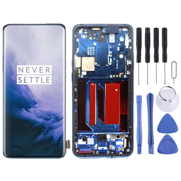 For OnePlus 7 Pro Digitizer Full Assembly with Frame OEM LCD Screen (Blue)