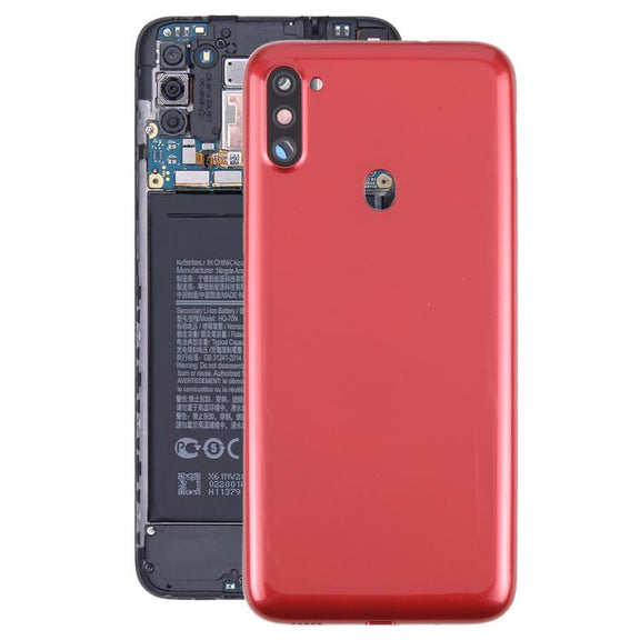 For Samsung Galaxy A11 SM-A115F Back Cover with Camera Lens Cover(Red)