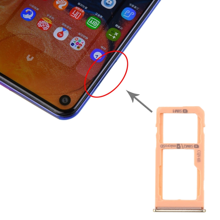 For Samsung Galaxy A60 SIM Card Tray + SIM Card Tray / Micro SD Card Tray (Gold) - free shipping - PMc TechLife - Order now!