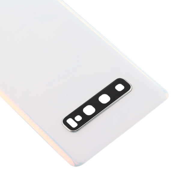 For Galaxy S10 Battery Back Cover with Camera Lens (White)