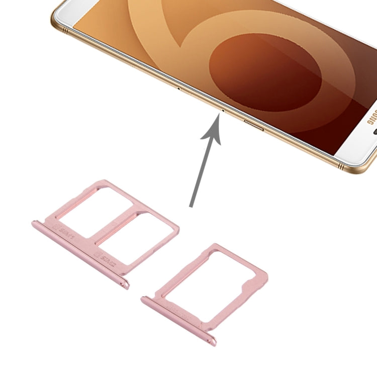 For Galaxy C9 Pro / C9000 SIM Card Tray + Micro SD Card Tray (Rose Gold) - free shipping - PMc TechLife - Order now!