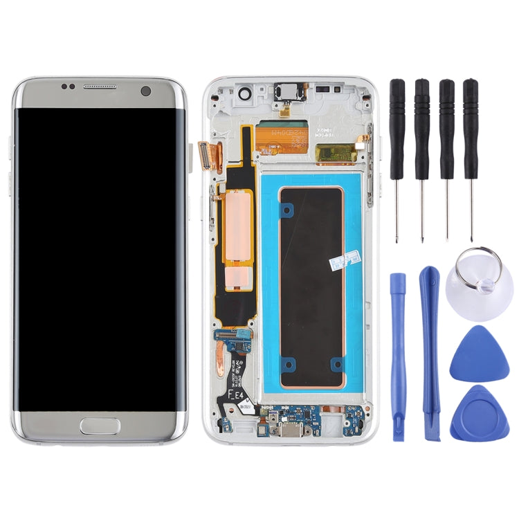 Original Super AMOLED Material LCD Screen and Digitizer Full Assembly(with Frame / Charging Port Flex Cable / Power Button Flex Cable / Volume Button Flex Cable) for Galaxy S7 Edge / G935F / G935FD(Silver)