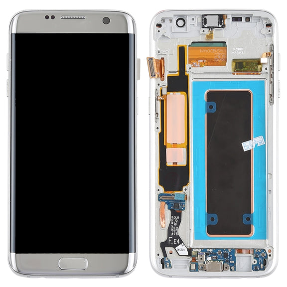 Original Super AMOLED Material LCD Screen and Digitizer Full Assembly(with Frame / Charging Port Flex Cable / Power Button Flex Cable / Volume Button Flex Cable) for Galaxy S7 Edge / G935F / G935FD(Silver)