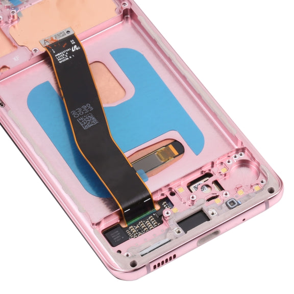 Original Dynamic AMOLED Material LCD Screen and Digitizer Full Assembly with Frame for Samsung Galaxy S20 4G SM-G980(Pink)