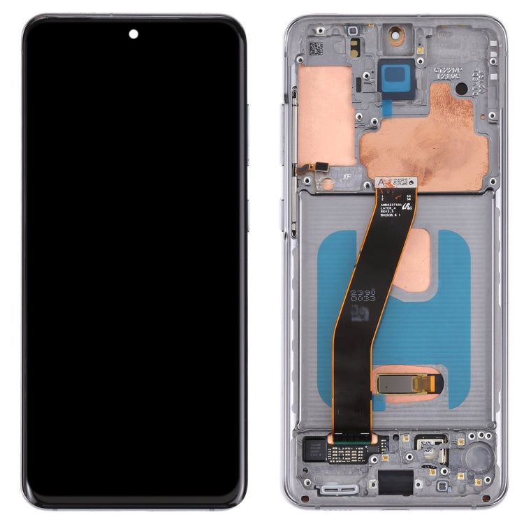 Original Dynamic AMOLED Material LCD Screen and Digitizer Full Assembly with Frame for Samsung Galaxy S20 4G SM-G980(Grey)