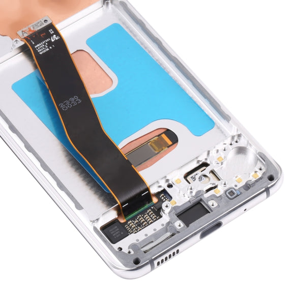 Original Dynamic AMOLED Material LCD Screen and Digitizer Full Assembly with Frame for Samsung Galaxy S20 4G SM-G980(Silver)