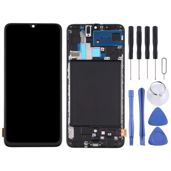 TFT LCD Screen for Samsung Galaxy A70  Digitizer Full Assembly with Frame, Not Supporting Fingerprint Identification (Black)