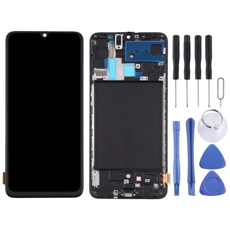 TFT LCD Screen for Samsung Galaxy A70  Digitizer Full Assembly with Frame, Not Supporting Fingerprint Identification (Black)
