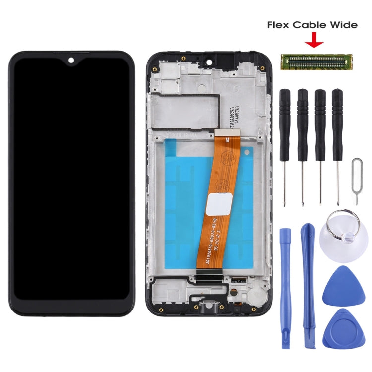 For Samsung Galaxy A01 SM-A015M OEM LCD Screen (Flex Cable Wide) Digitizer Full Assembly with Frame (Black) - free shipping - PMc TechLife - Order now!