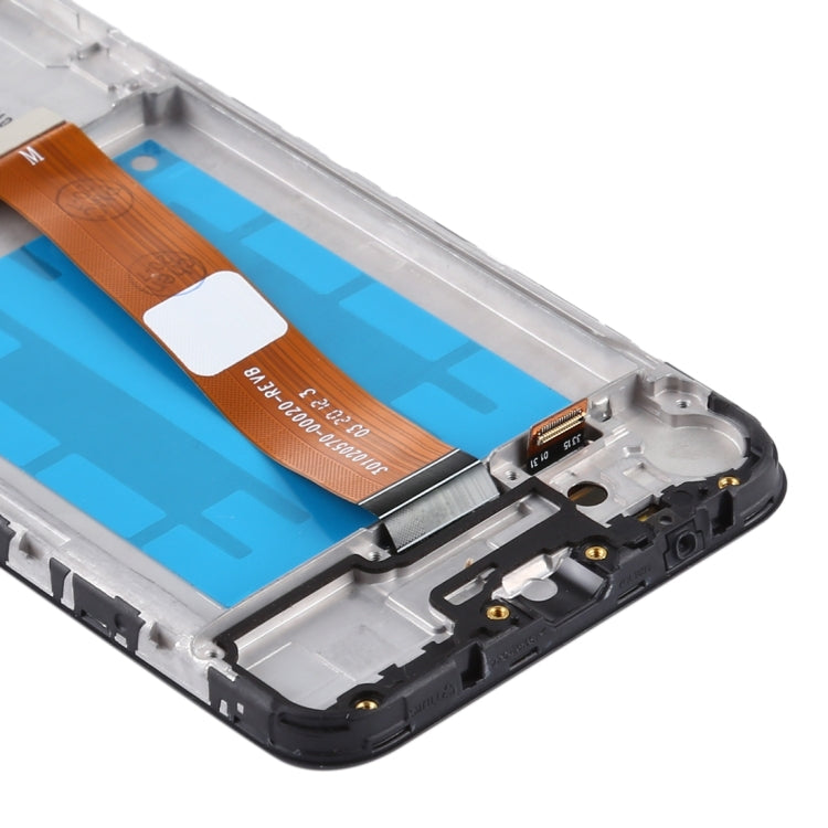 For Samsung Galaxy A01 SM-A015M OEM LCD Screen (Flex Cable Wide) Digitizer Full Assembly with Frame (Black)