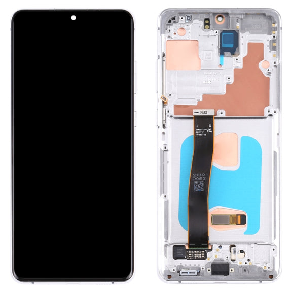 Original Super AMOLED LCD Screen for Samsung Galaxy S20 Ultra 4G/S20 Ultra 5G Digitizer Full Assembly with Frame (Silver)