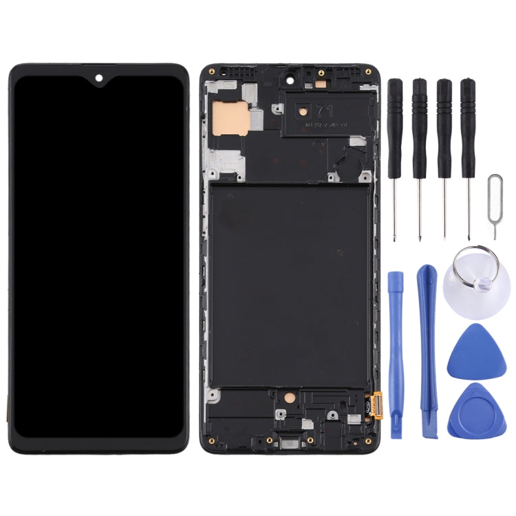 TFT Material LCD Screen and Digitizer Full Assembly With Frame (Not Supporting Fingerprint Identification) for Samsung Galaxy A71 / SM-A715(Black)