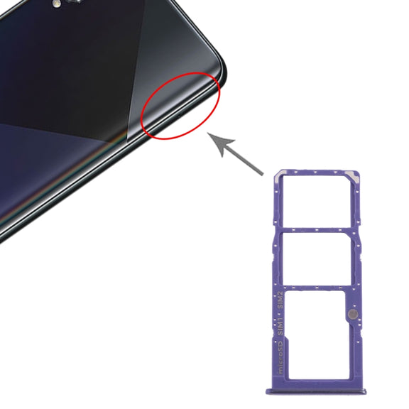 For Samsung Galaxy A50s SM-A507 SIM Card Tray + SIM Card Tray + Micro SD Card Tray (Purple)