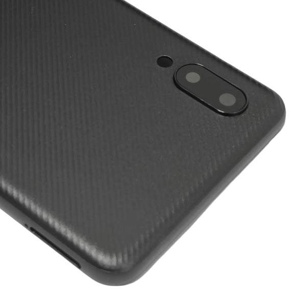 For Samsung Galaxy A02 Battery Back Cover with Camera Lens Cover (Black)