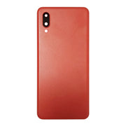 For Samsung Galaxy A02 Battery Back Cover with Camera Lens Cover (Red)