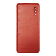 For Samsung Galaxy A02 Battery Back Cover with Camera Lens Cover (Red)