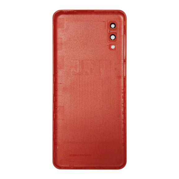 For Samsung Galaxy A02 Battery Back Cover with Camera Lens Cover (Red)