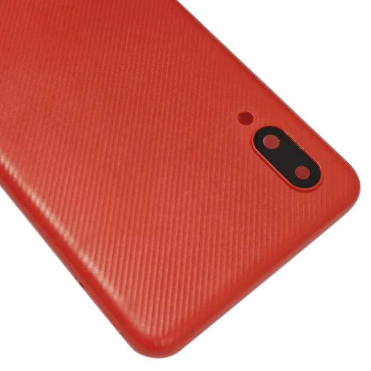 For Samsung Galaxy A02 Battery Back Cover with Camera Lens Cover (Red)