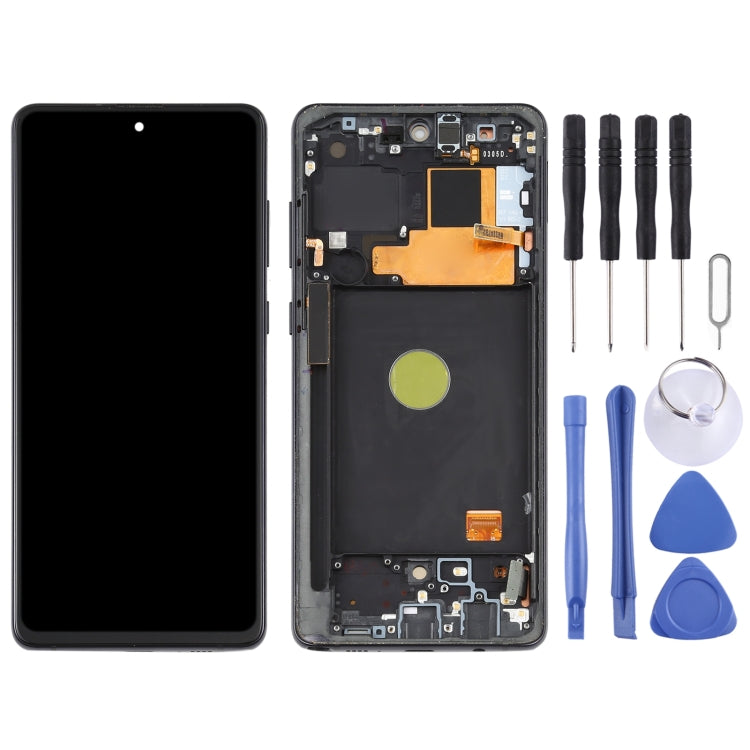 Original Super AMOLED LCD Screen for Samsung Galaxy Note10 Lite Digitizer Full Assembly With Frame (Black)