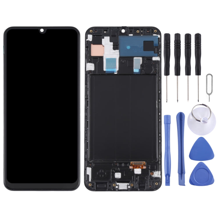 Original Super AMOLED LCD Screen for Samsung Galaxy A30 SM-A305 Digitizer Full Assembly with Frame (Black)