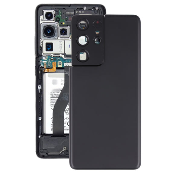For Samsung Galaxy S21 Ultra 5G Battery Back Cover with Camera Lens Cover (Black)