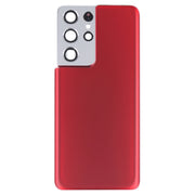 For Samsung Galaxy S21 Ultra 5G Battery Back Cover with Camera Lens Cover (Red)