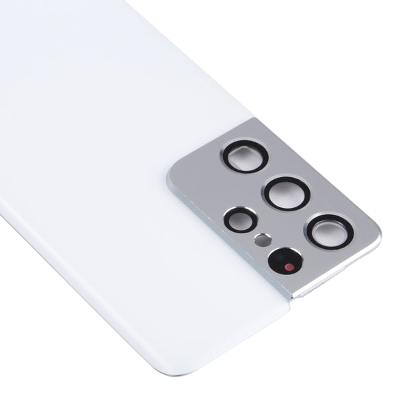 For Samsung Galaxy S21 Ultra 5G Battery Back Cover with Camera Lens Cover (White)
