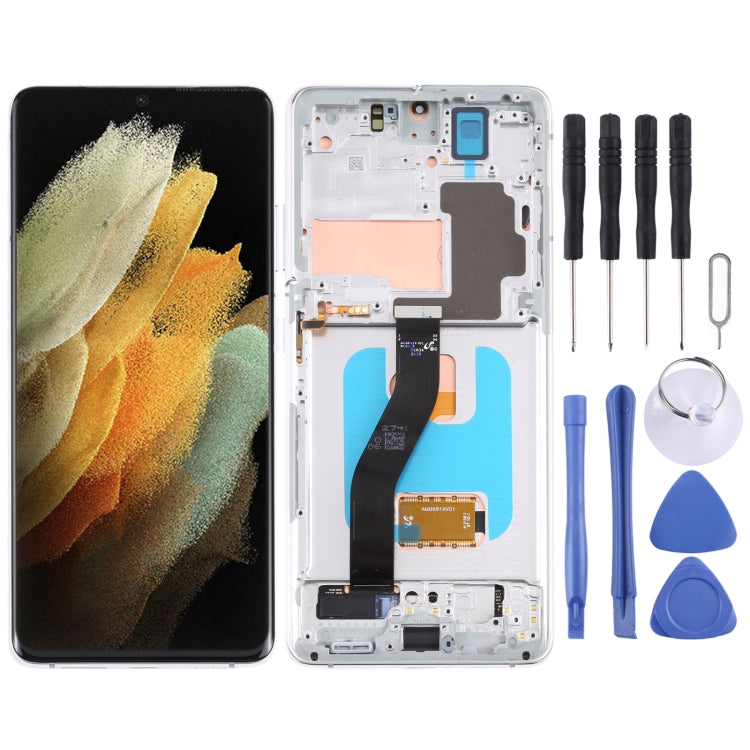 Original Super AMOLED LCD Screen For Samsung Galaxy S21 Ultra 5G SM-G998B Digitizer Full Assembly with Frame (Silver) - free shipping - PMC TechLife - Order now!