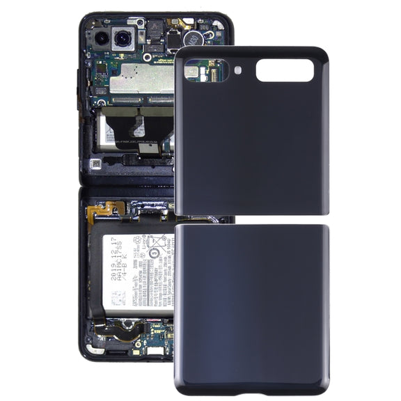 For Samsung Galaxy Z Flip 4G SM-F700 Glass Battery Back Cover (Black)