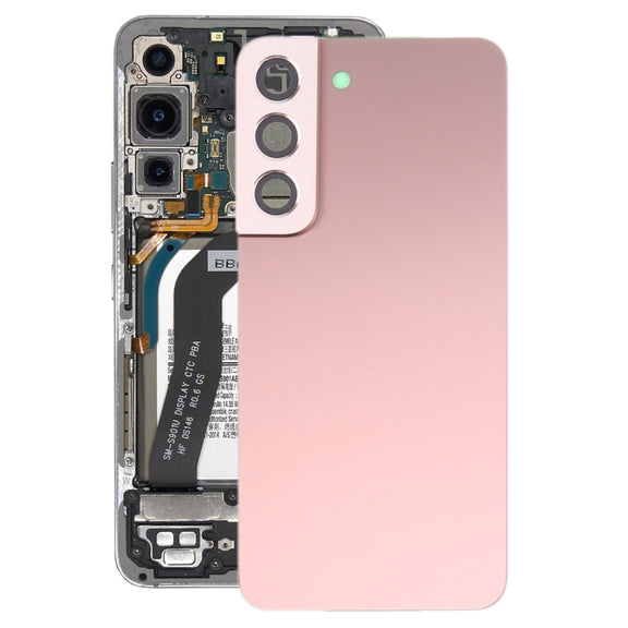 For Samsung Galaxy S22 5G SM-S901B Battery Back Cover with Camera Lens Cover (Pink)