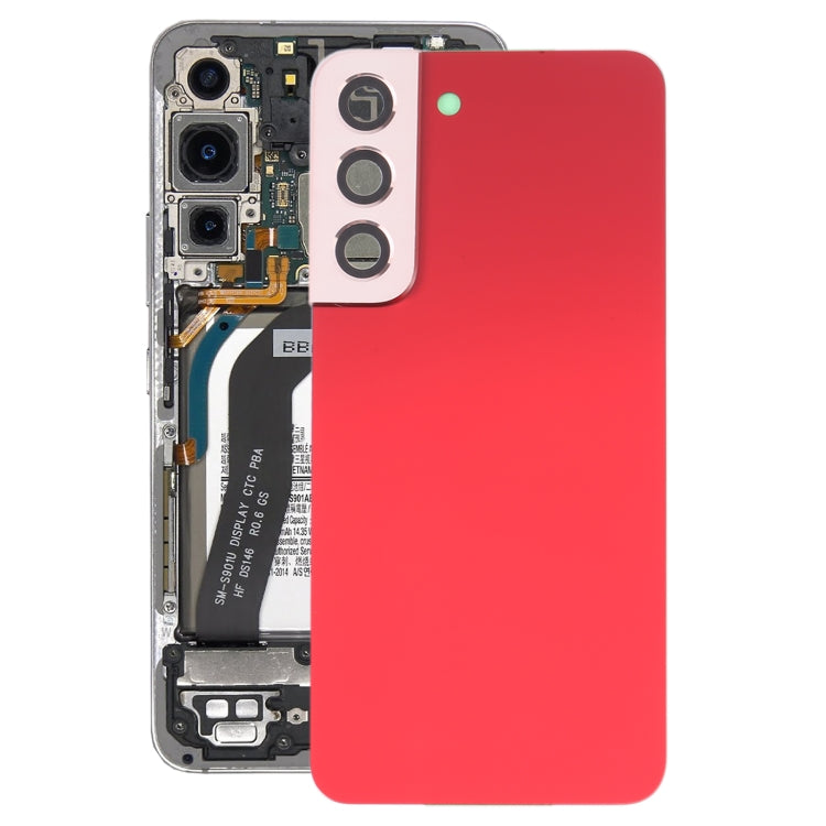 For Samsung Galaxy S22 5G SM-S901B Battery Back Cover with Camera Lens Cover (Red) - free shipping - PMc TechLife - Order now!