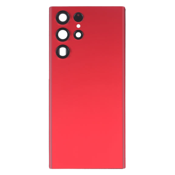For Samsung Galaxy S22 Ultra 5G SM-S908B Battery Back Cover with Camera Lens Cover (Red)