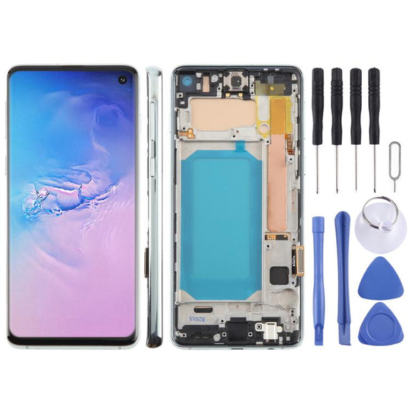 For Samsung Galaxy S10 4G SM-G973F 6.05 inch TFT LCD Screen Digitizer Full Assembly with Frame, Not Supporting Fingerprint Identification(Green)