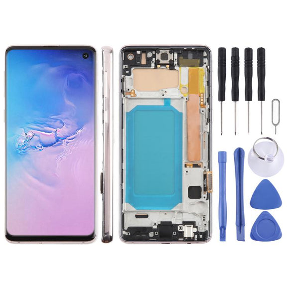 For Samsung Galaxy S10 4G SM-G973F 6.05 inch TFT LCD Screen Digitizer Full Assembly with Frame, Not Supporting Fingerprint Identification(Gold)