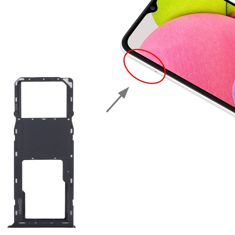 For Samsung Galaxy A03s SM-A037U Original SIM Card Tray + Micro SD card tray (Black)