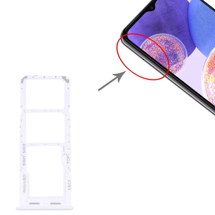 For Samsung Galaxy A23 5G SM-A236B Original SIM Card Tray + SIM Card Tray + Micro SD card tray (White)