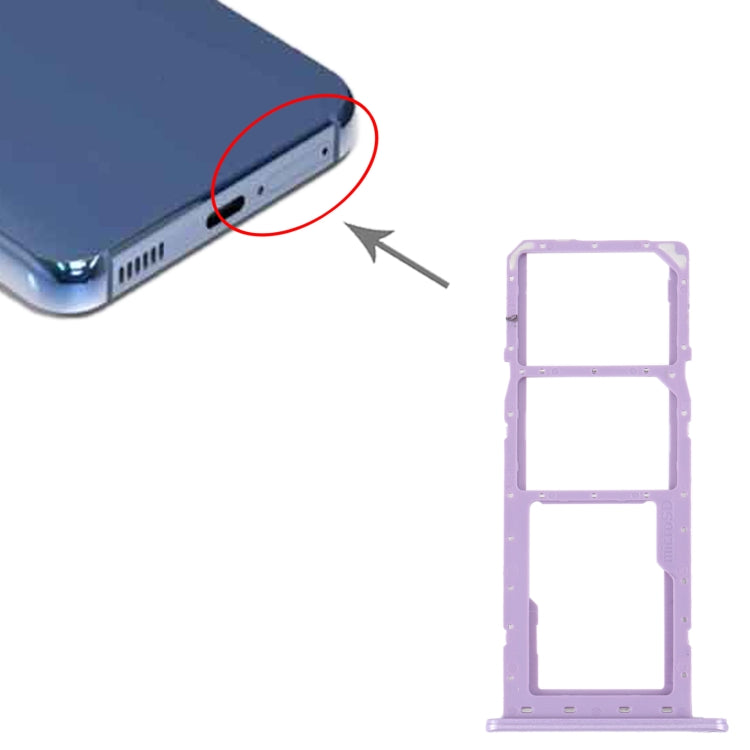 For Samsung Galaxy M04 SM-M045F Original SIM Card Tray + SIM Card Tray + Micro SD Card Tray (Purple)