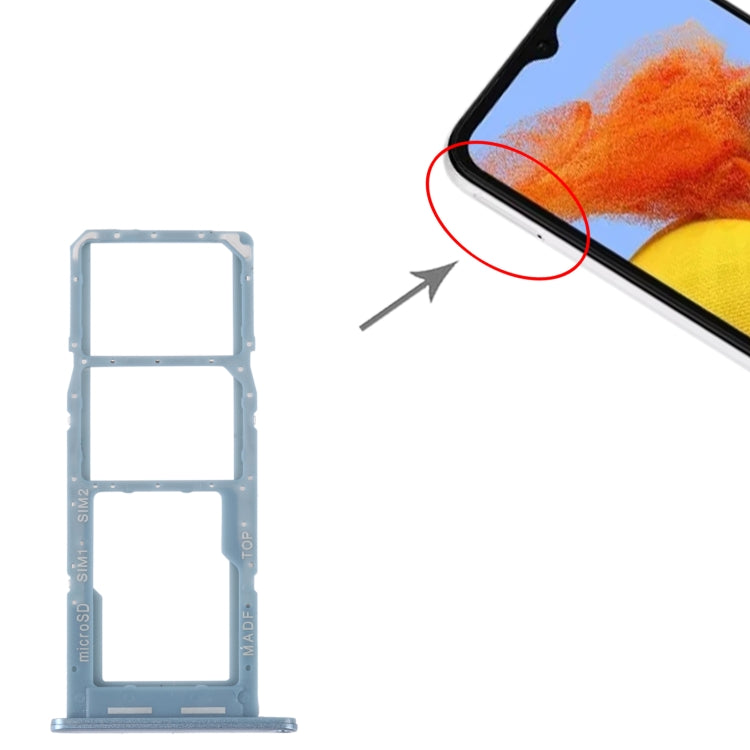 For Samsung Galaxy M14 SM-M146B Original SIM Card Tray + SIM Card Tray + Micro SD Card Tray (Baby Blue)
