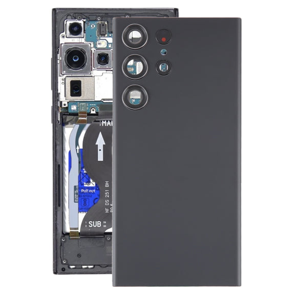 For Samsung Galaxy S23 Ultra SM-S918 Glass Battery Back Cover with Camera Lens Cover(Black)