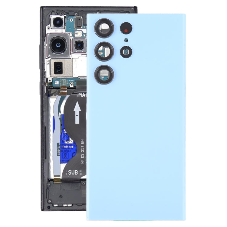 For Samsung Galaxy S23 Ultra SM-S918 Glass Battery Back Cover with Camera Lens Cover(Blue) - free shipping - PMc TechLife - Order now!
