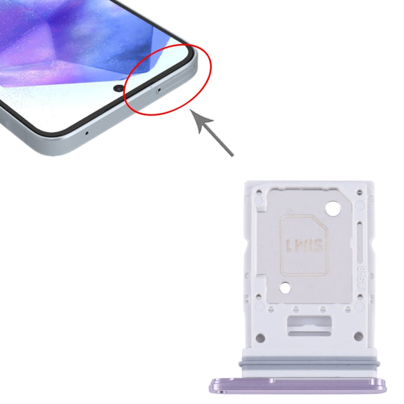 For Samsung Galaxy A55 SM-A556B Original SIM Card Tray + SIM / Micro SD Card Tray (Purple)