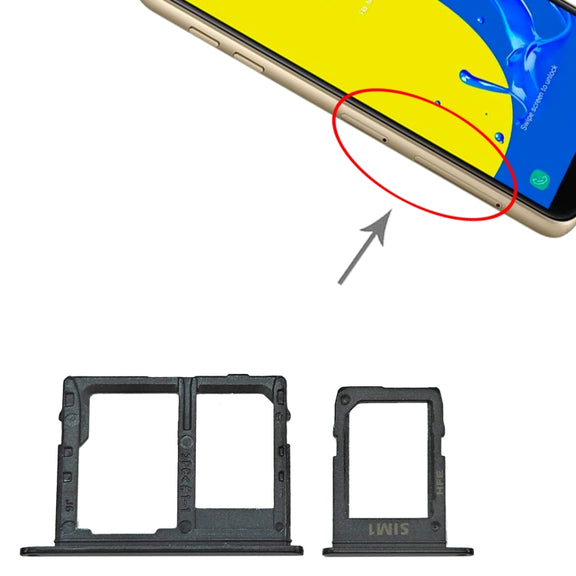 For Samsung Galaxy J6 2018 SM-J600 SIM Card Tray + SIM + Micro SD Card Tray (Black)