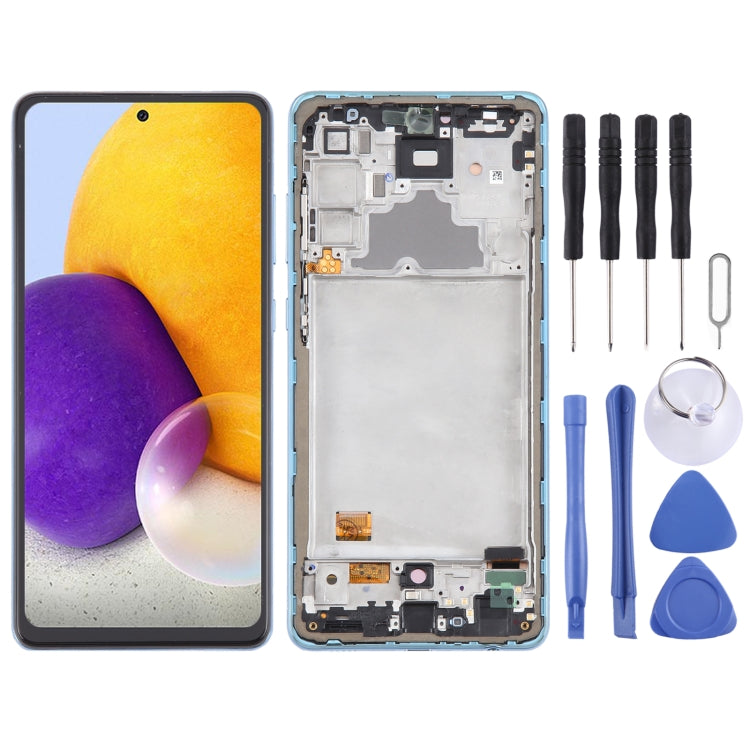 For Samsung Galaxy A72 4G SM-A725 6.43 inch OLED LCD Screen Digitizer Full Assembly with Frame (Blue) - free shipping - PMc TechLife - Order now!